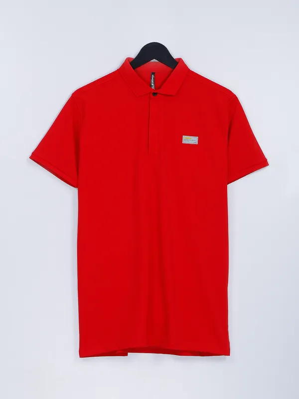 Chopstick red plain cotton t shirt