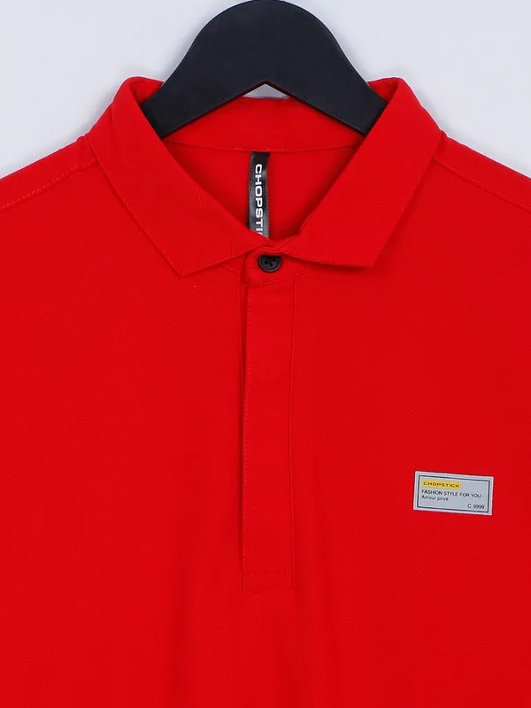 Chopstick red plain cotton t shirt