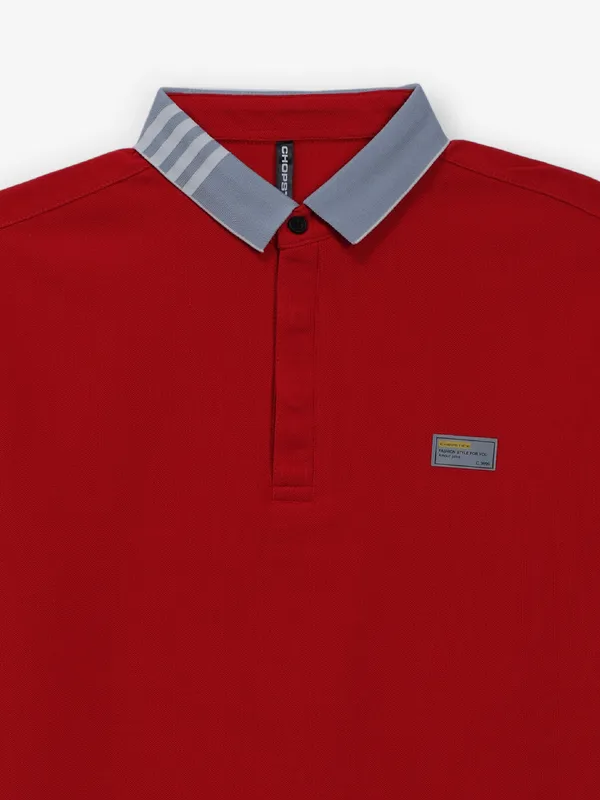 CHOPSTICK red plain cotton t-shirt