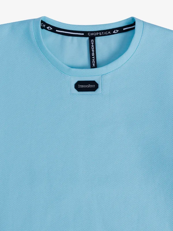 Chopstick sea blue plain cotton t shirt