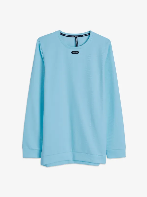 Chopstick sea blue plain cotton t shirt