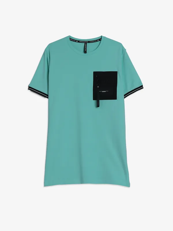 Chopstick sea green cotton t-shirt