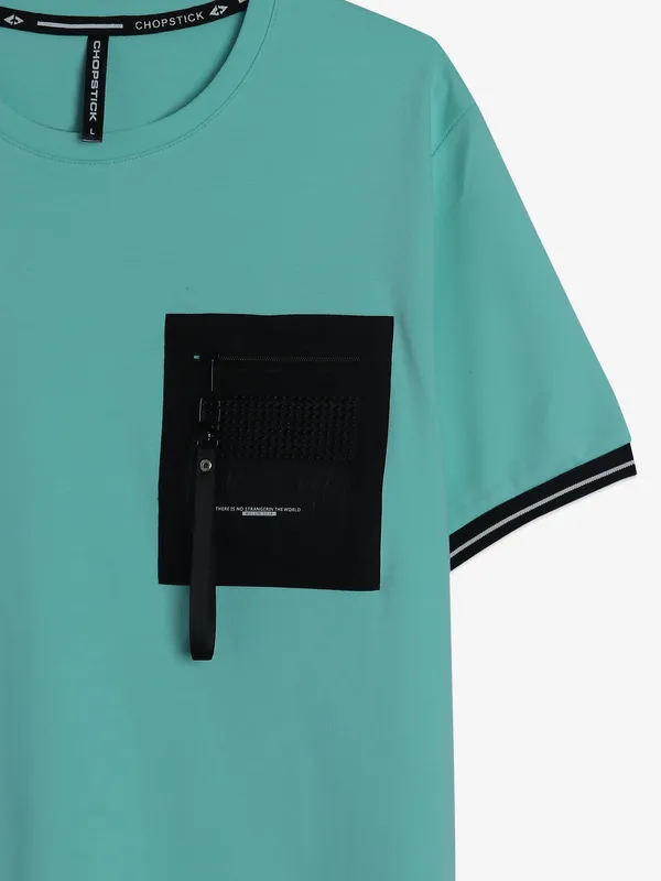 Chopstick sea green cotton t-shirt