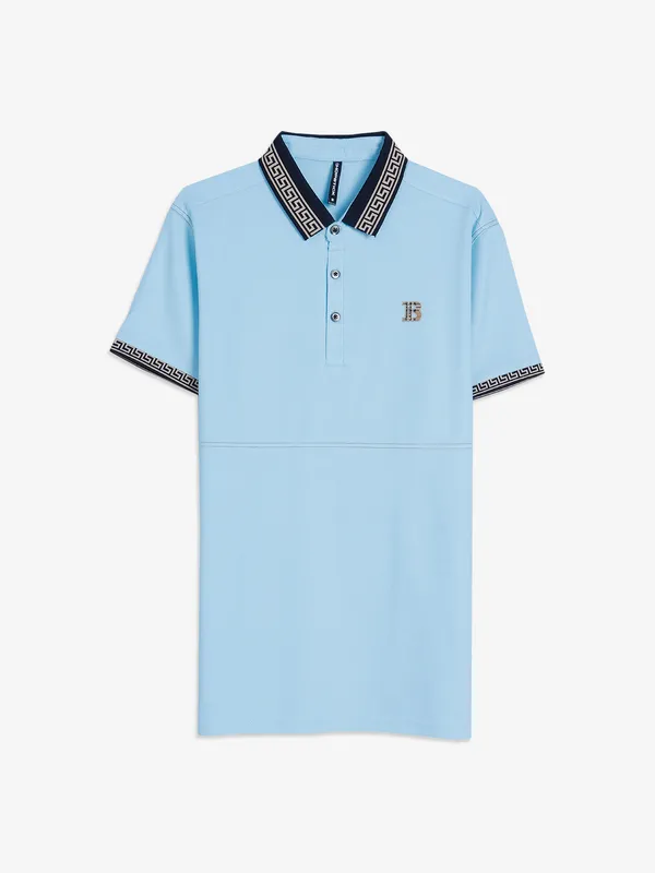 Chopstick sky blue cotton polo t shirt
