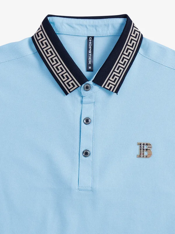 Chopstick sky blue cotton polo t shirt