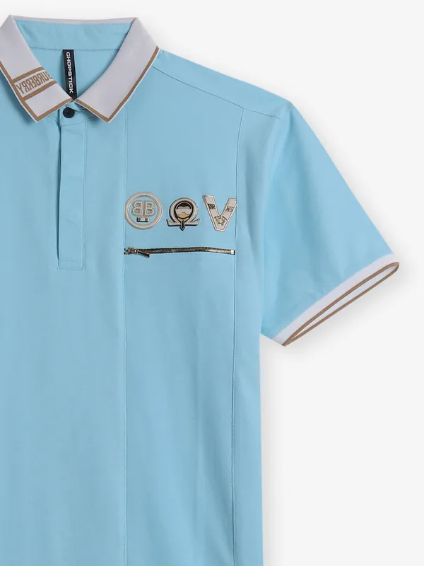 CHOPSTICK sky blue cotton polo t-shirt