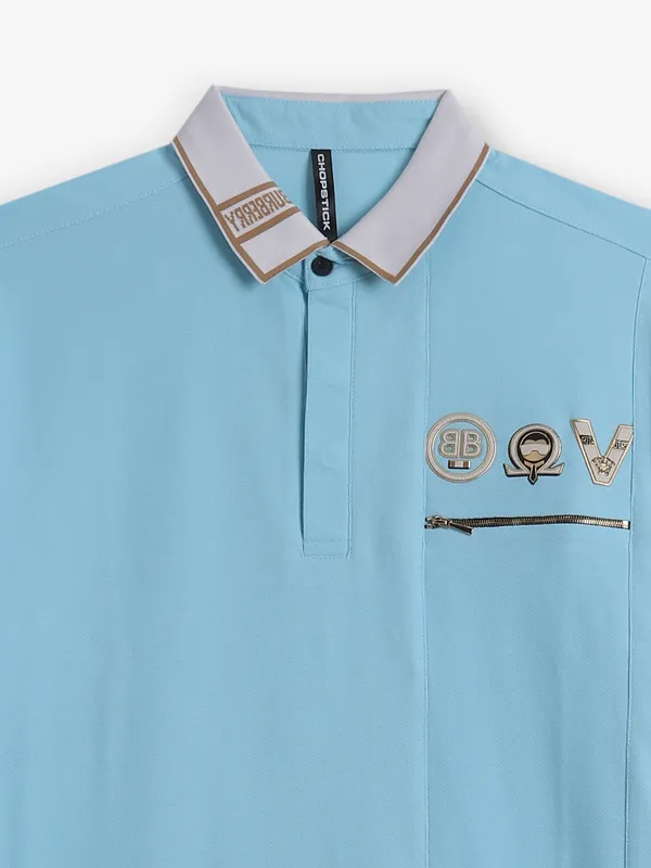 CHOPSTICK sky blue cotton polo t-shirt