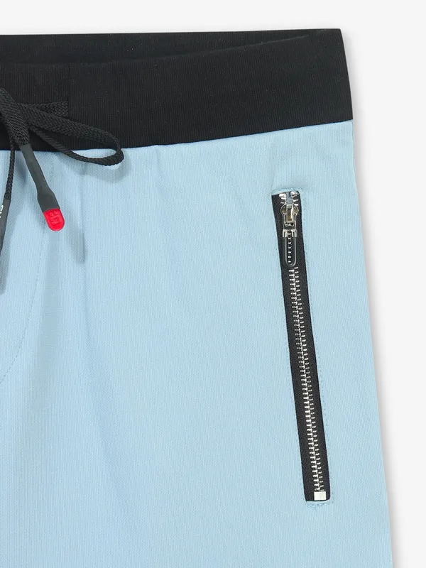 CHOPSTICK sky blue cotton solid track pant