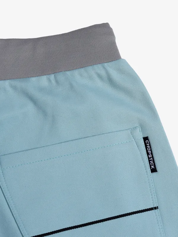 CHOPSTICK sky blue solid cotton shorts