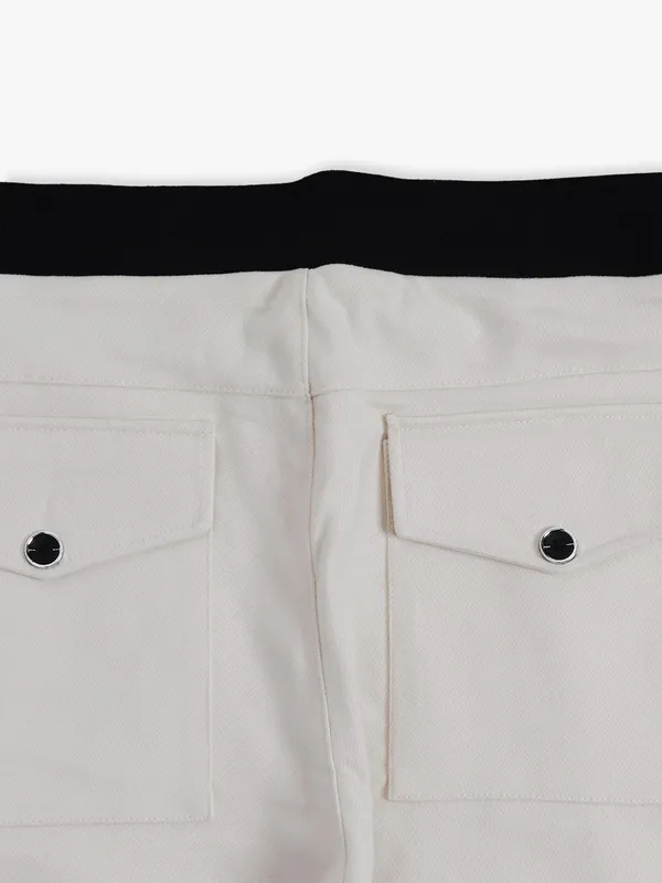 CHOPSTICK solid beige cotton trouser