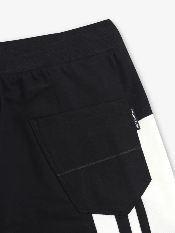CHOPSTICK solid black and white cotton shorts