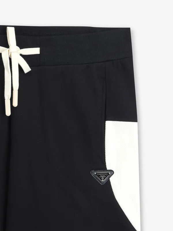 CHOPSTICK solid black and white cotton shorts
