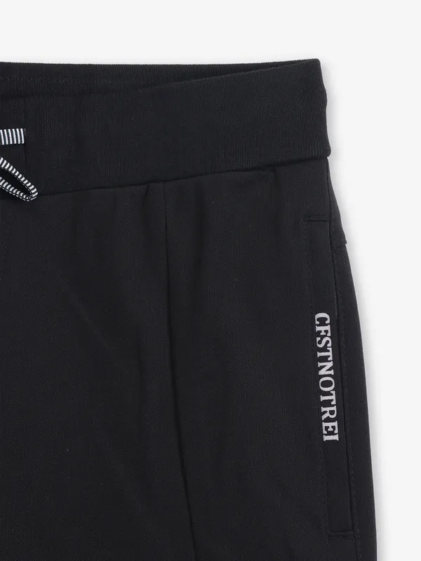 CHOPSTICK solid black cotton shorts for men