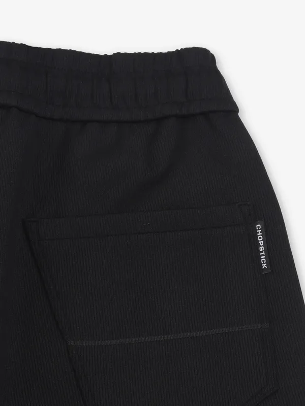CHOPSTICK solid black track pant in cotton