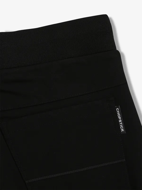 CHOPSTICK solid cotton black track pant