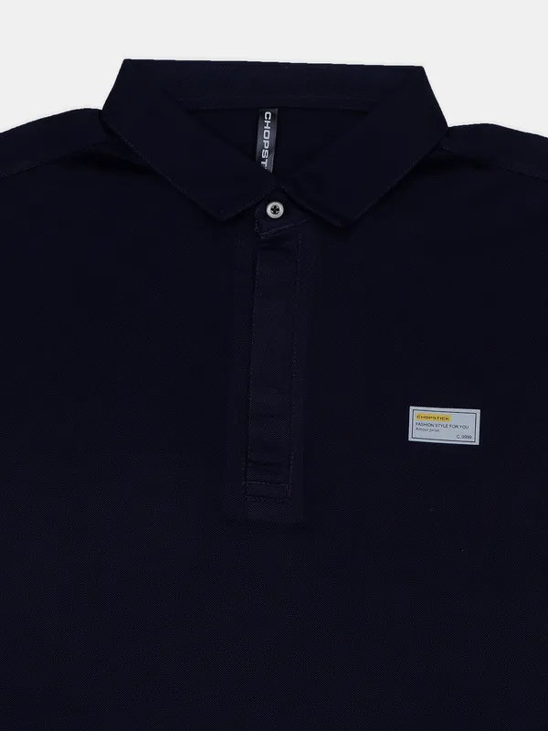 Chopstick solid navy blue hued cotton t-shirt