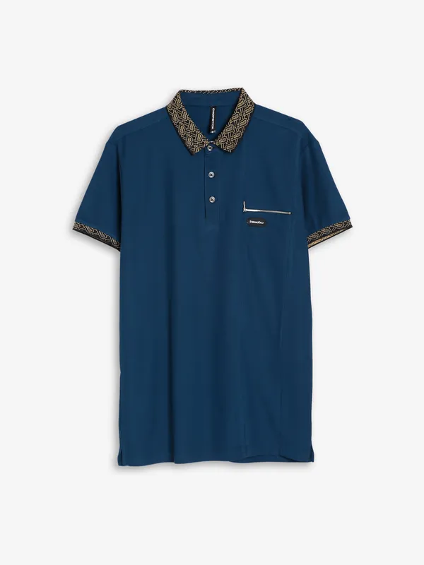 Chopstick teal blue plain cotton t shirt