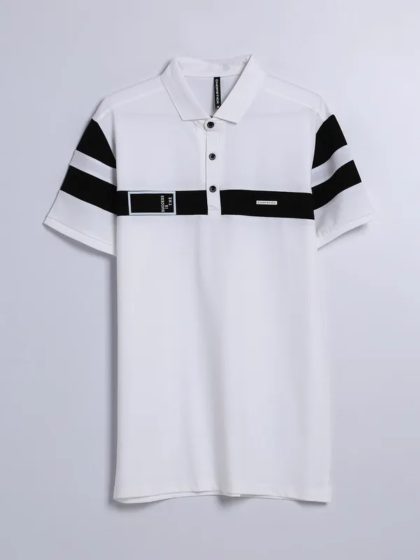 Chopstick white cotton polo t shirt