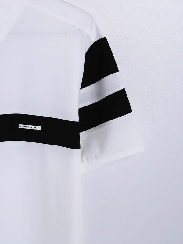 Chopstick white cotton polo t shirt