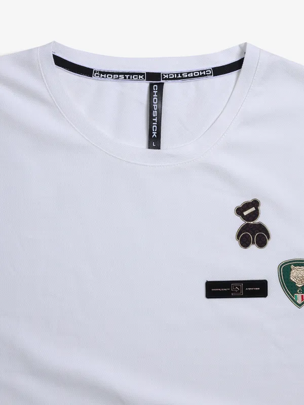 CHOPSTICK white plain casual t-shirt