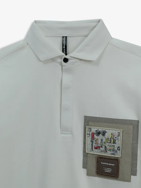 CHOPSTICK white plain polo t-shirt