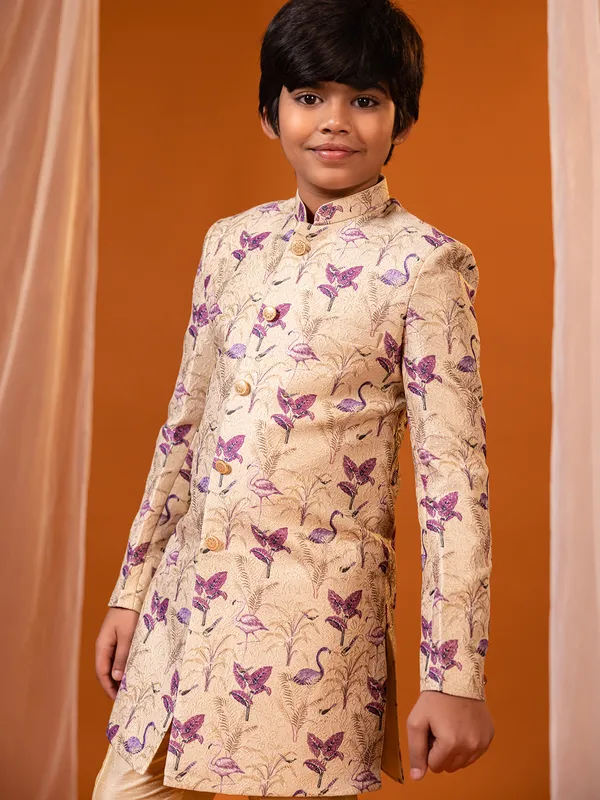 Classic almond beige indo-western for boy