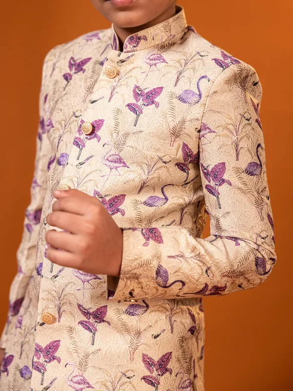 Classic almond beige indo-western for boy