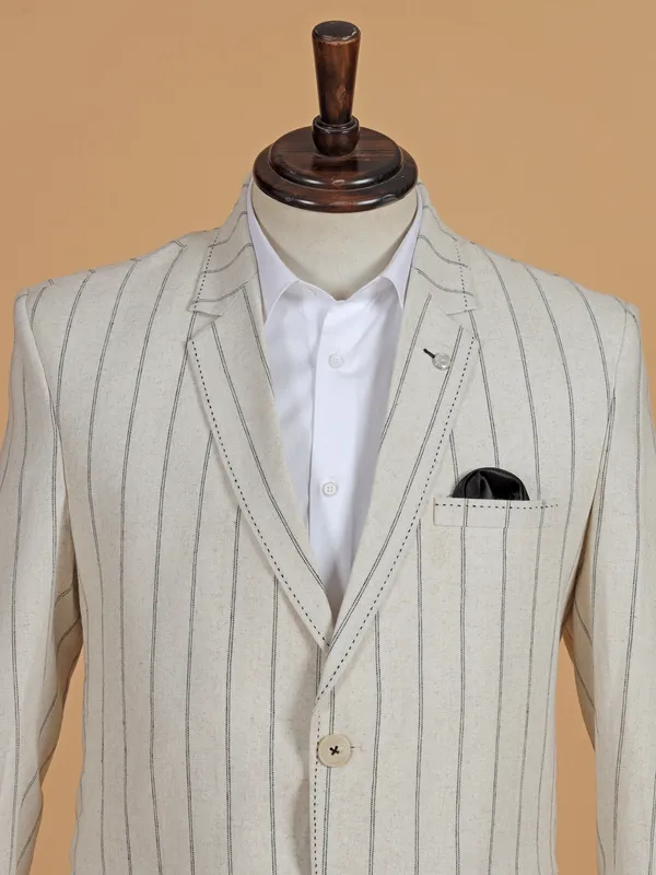 Classic beige checks terry rayon blazer