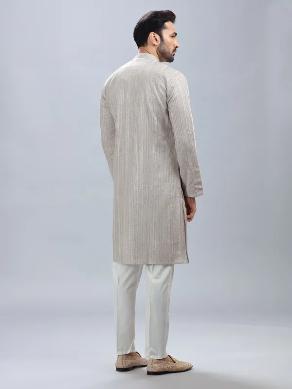 Classic beige georgette kurta pajama for men