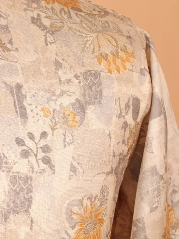Classic beige kurta suit in cotton