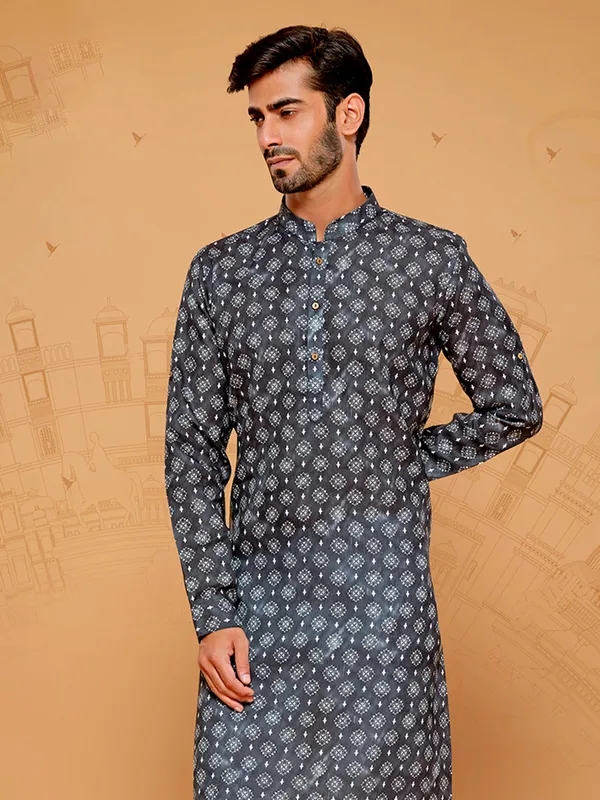 Classic black cotton kurta set