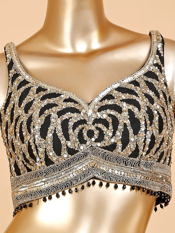 Classic black crop top style palazzo suit