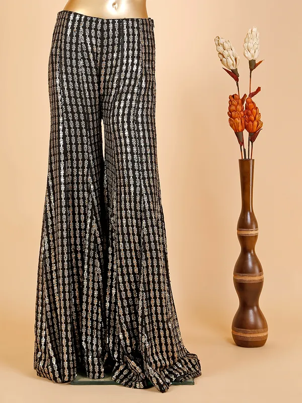 Classic black crop top style palazzo suit