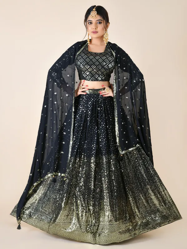 Classic black georgette lehenga choli
