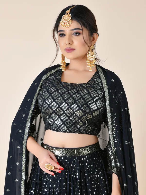 Classic black georgette lehenga choli