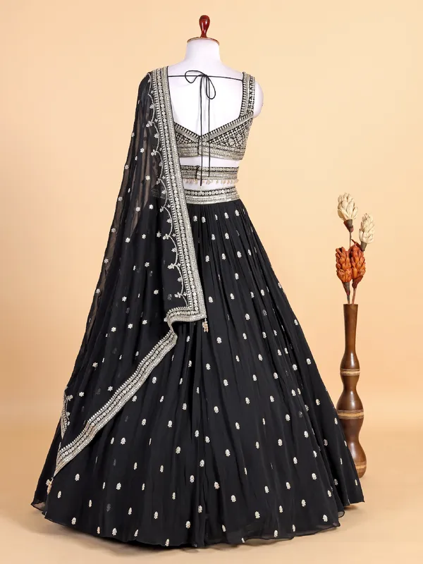 Classic black georgette lehenga choli for wedding