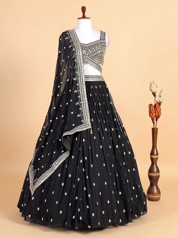 Classic black georgette lehenga choli for wedding