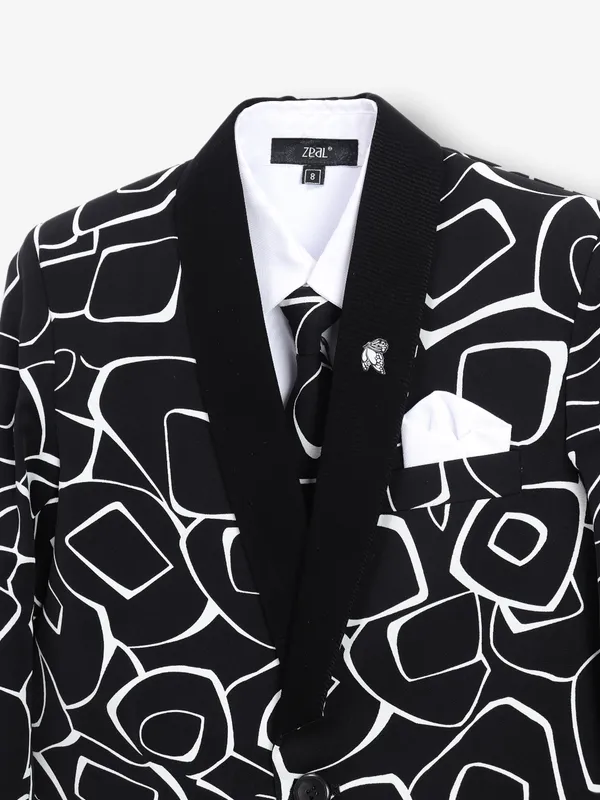 Classic black printed coat suit