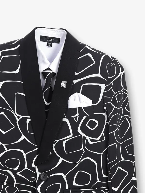 Classic black printed coat suit