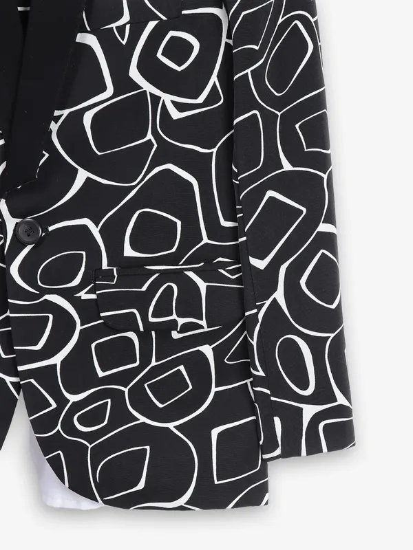 Classic black printed coat suit