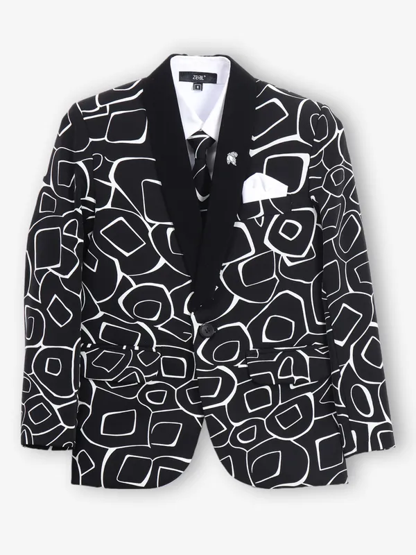 Classic black printed coat suit