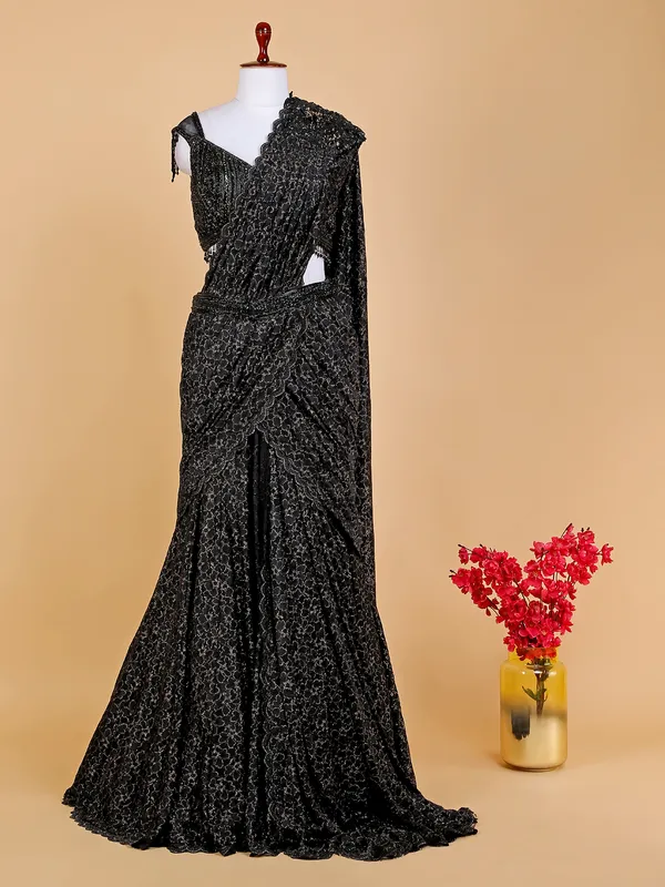 Classic black ready to wear saree