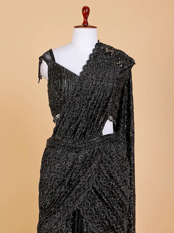 Classic black ready to wear saree