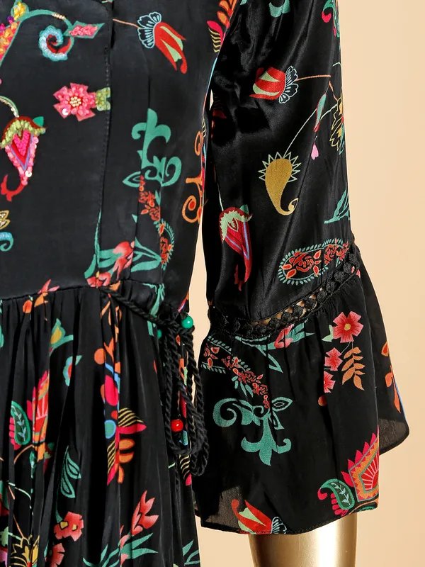 Classic black silk printed kurti