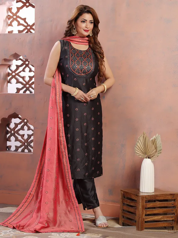 Classic black silk salwar suit