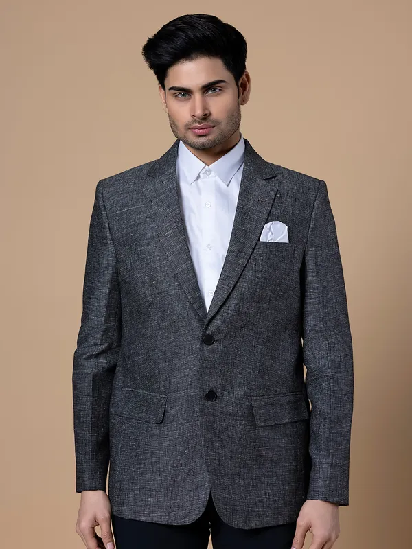 Classic black terry rayon blazer