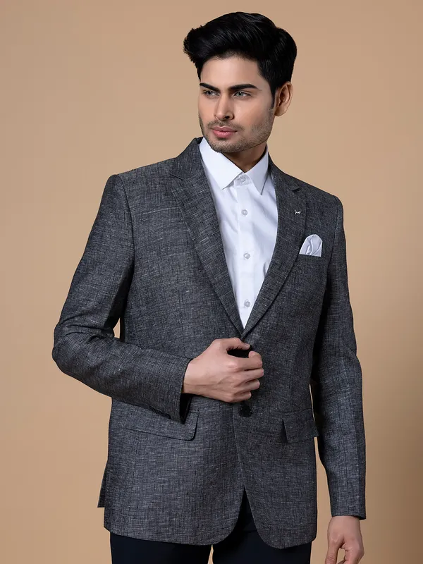 Classic black terry rayon blazer