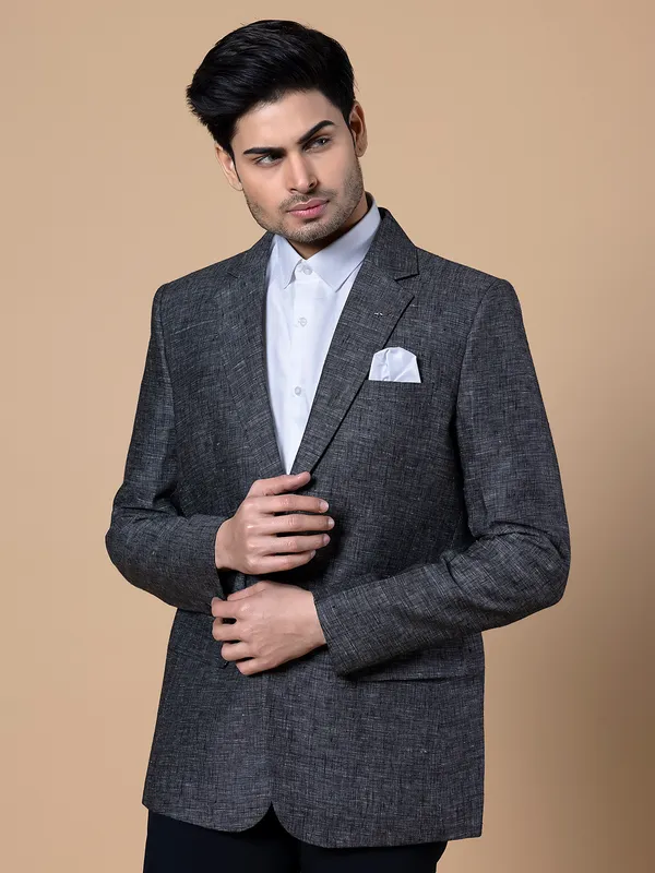 Classic black terry rayon blazer