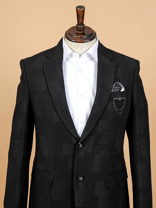Classic black terry rayon coat suit for men