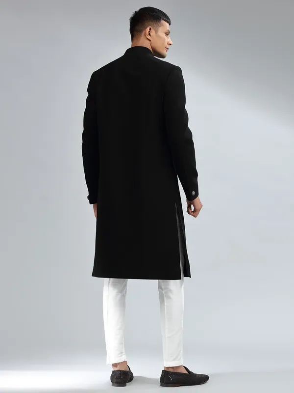 Classic black terry rayon sherwani